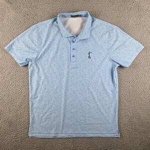 G Fore Golf Polo Shirt Men L Blue Floral Short Sleeve Performance Logo
